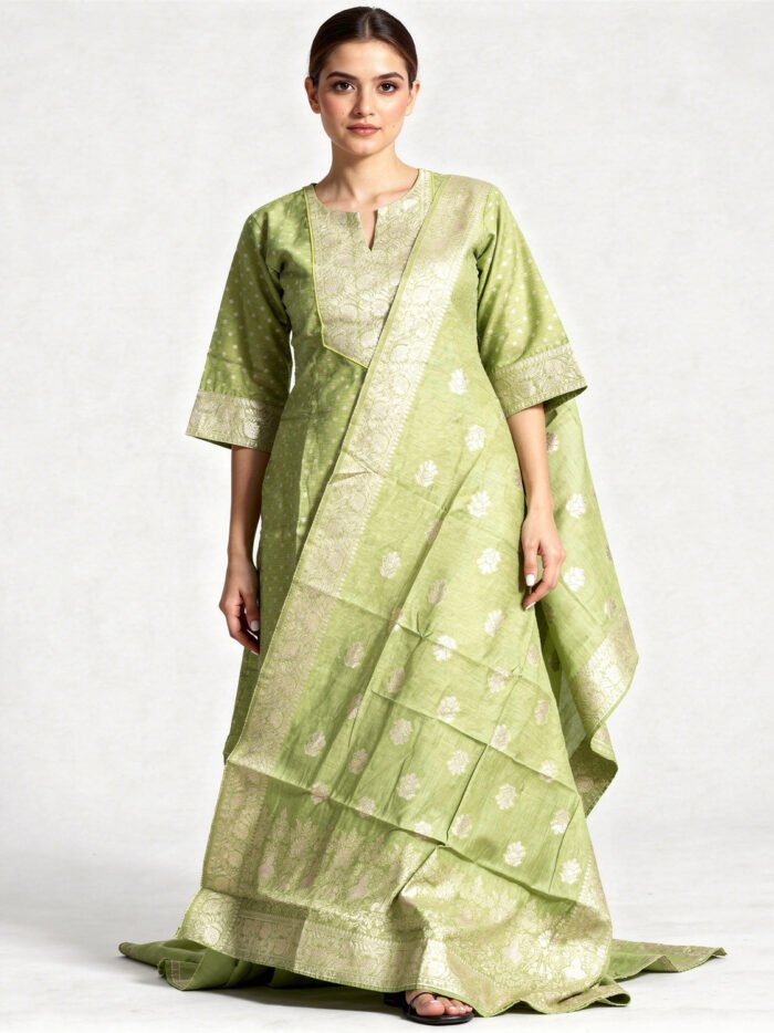 3-Piece-Kurti-Pant-Dupatta-Set-Chanderi-Silk---img1
