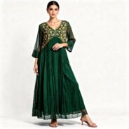 Aline-Kurti--Fabric-_-Georgette-floral-Neck-Green-Color-1