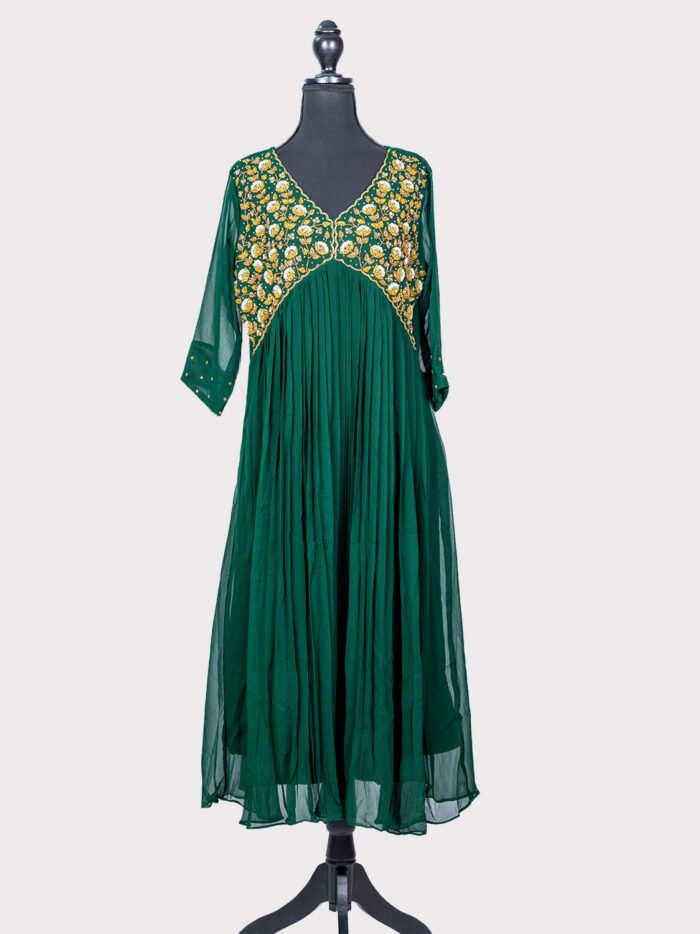 Aline-Kurti--Fabric-_-Georgette-floral-Neck-Green-Color-2 Aline-Kurti--Fabric-_-Georgette-floral-Neck-Green-Color-2