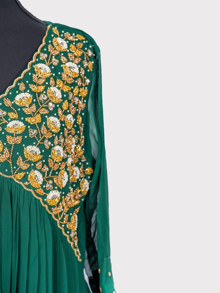 Aline-Kurti--Fabric-_-Georgette-floral-Neck-Green-Color-3 Aline-Kurti--Fabric-_-Georgette-floral-Neck-Green-Color-3