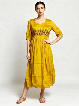 Aline Kurti | Golden Yellow Color | Fabric _ Silk