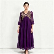 Aline-Kurti-With-Floral-Neck-Design-Purple-Color-1