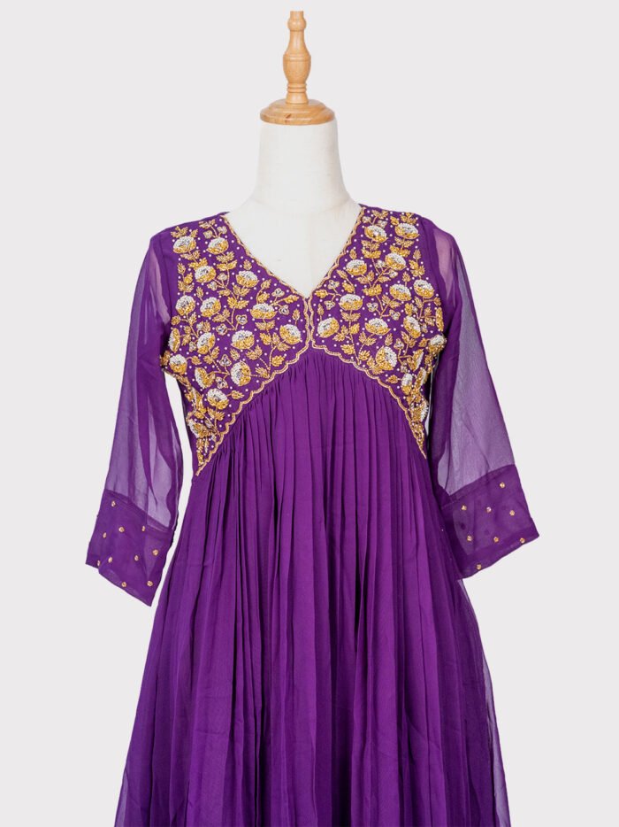 Aline-Kurti-With-Floral-Neck-Design-Purple-Color--5 Aline-Kurti-With-Floral-Neck-Design-Purple-Color--5