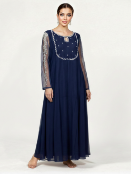 Anarkali with Dupatta Fabric Georgette | Navy Blue