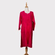 Chikankaari-A-Line-Kurti--Material-Rayon-Cotton--Red-color-1