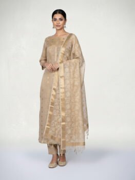 Creme Silk Dress Material