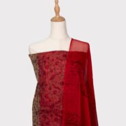 Hand-Block-printed-cotton-Unstitched-Salwar-Material-red-color-2