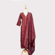 Maroon-Printed-Salwar-Suit-with-Dupatta-cotton-blend---rayon-Material-1