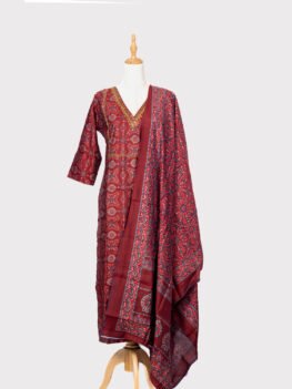 Maroon-Printed-Salwar-Suit-with-Dupatta-cotton-blend—rayon-Material-1