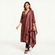 Maroon-Printed-Salwar-Suit-with-Dupatta-cotton-blend---rayon-Material