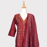 Maroon-Printed-Salwar-Suit-with-Dupatta-cotton-blend---rayon-Material-4