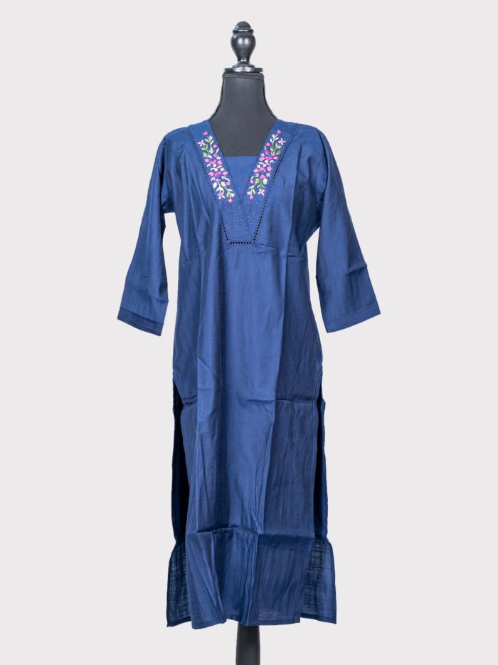 Navy-Blue-Embroidered-Kurta-Material-_-Rayon-Mixed-Cotton-1