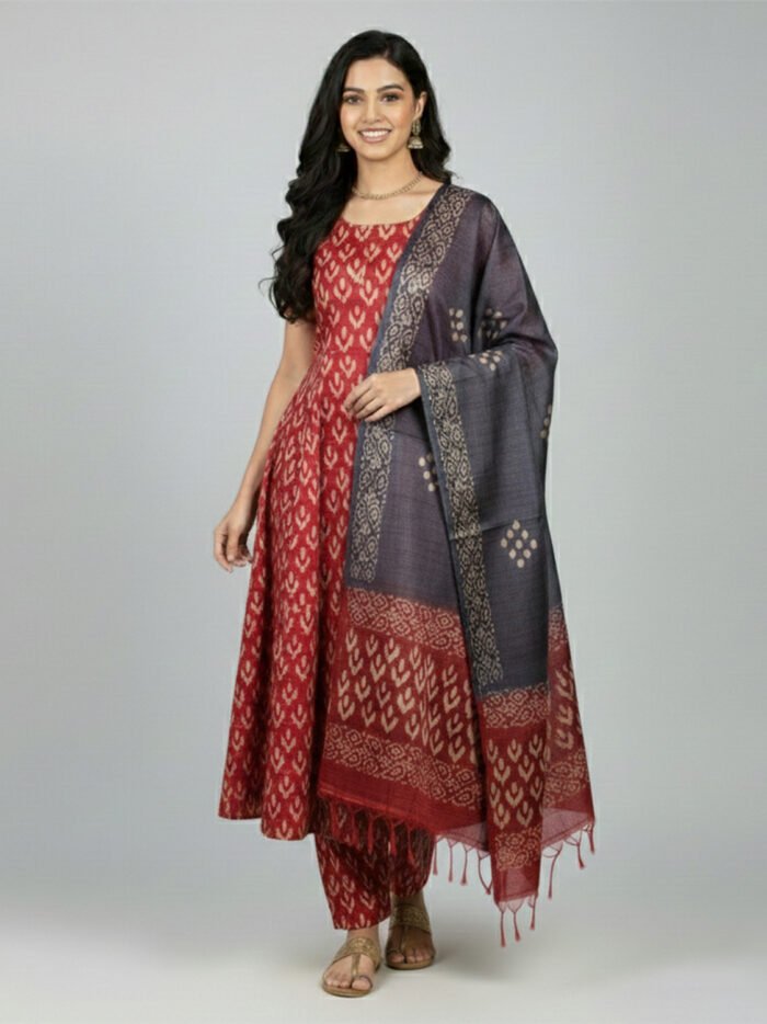 Un-stiched-Batik-Salwar-Dress-Material-red Un-stiched-Batik-Salwar-Dress-Material-red